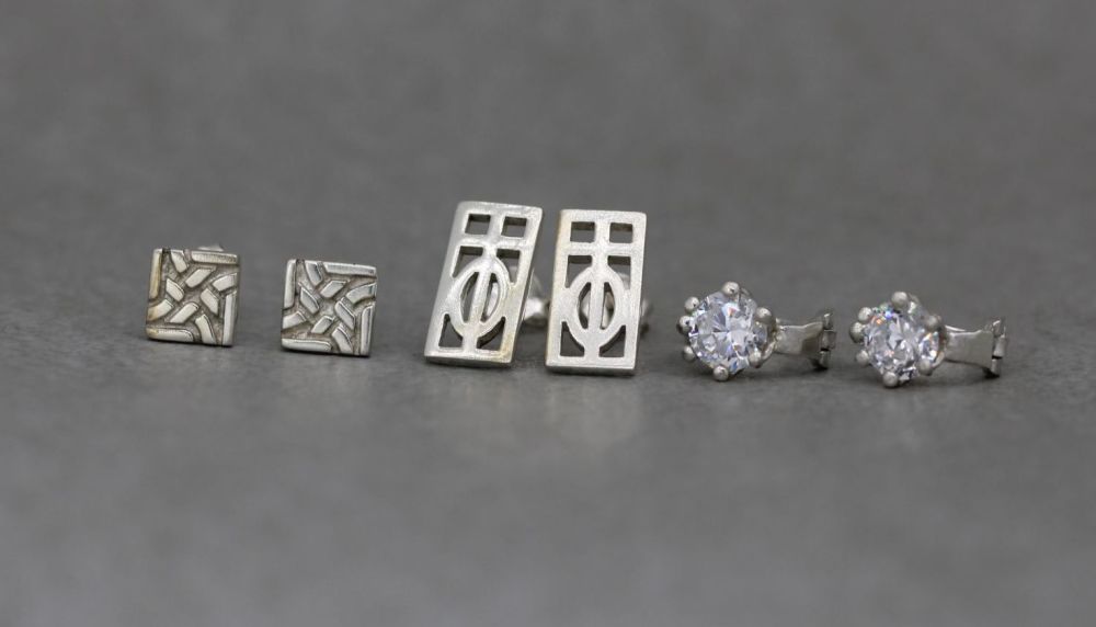 3 x pairs of sterling silver earrings