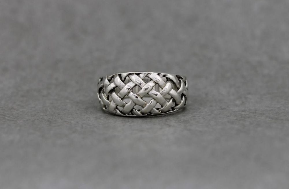 Sterling silver ring with a woven design
