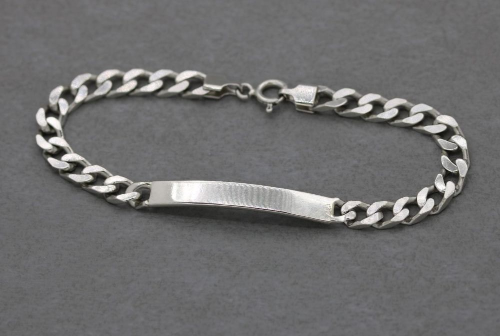 Vintage sterling silver curb chain identity bracelet