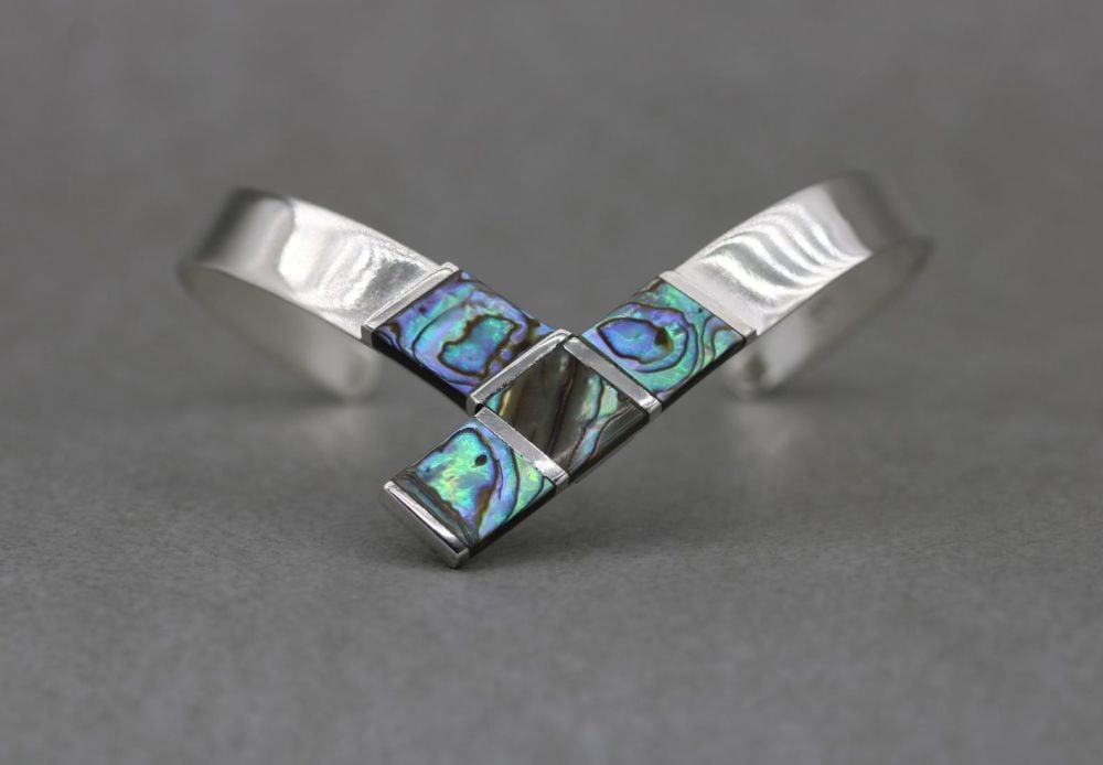 Sterling silver & abalone dipped cuff