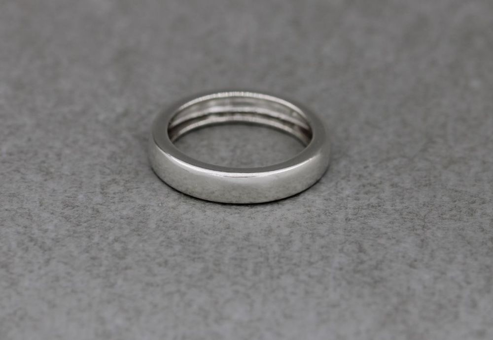 Sterling silver 'C' profile wedding band ring
