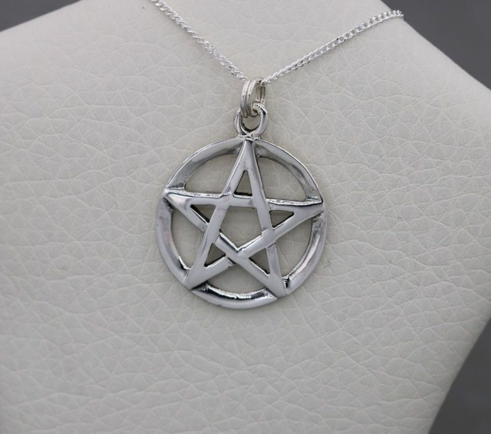 Sterling silver pentagram star necklace