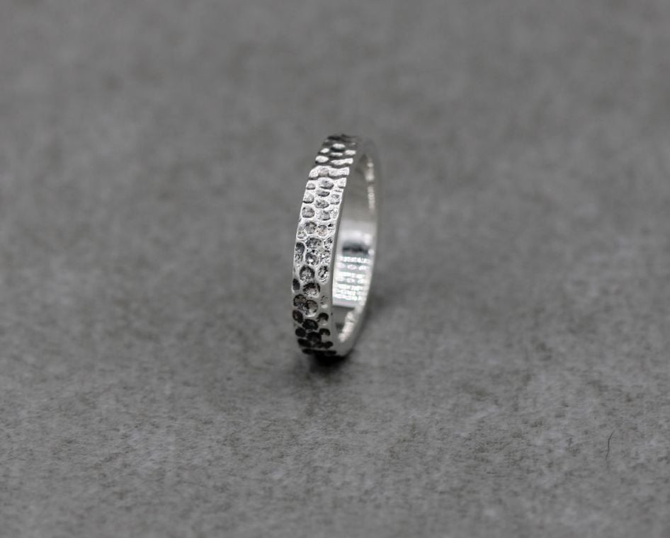 Hammered sterling silver band ring