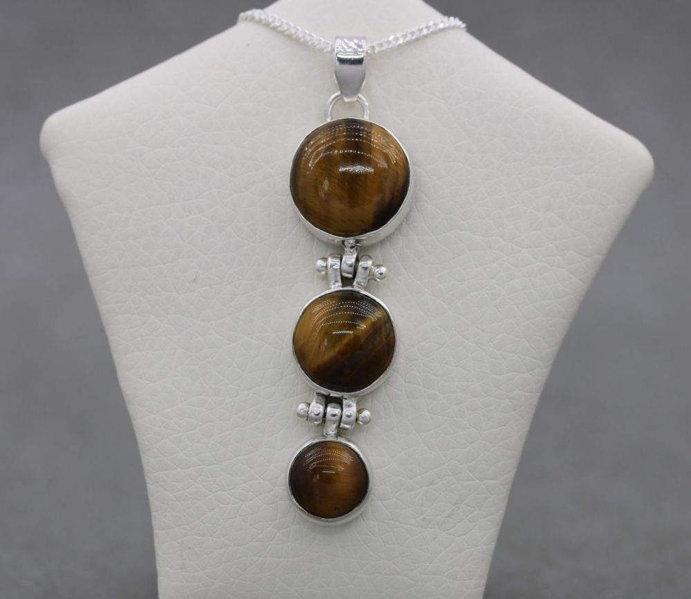 Sterling silver & tigers eye necklace