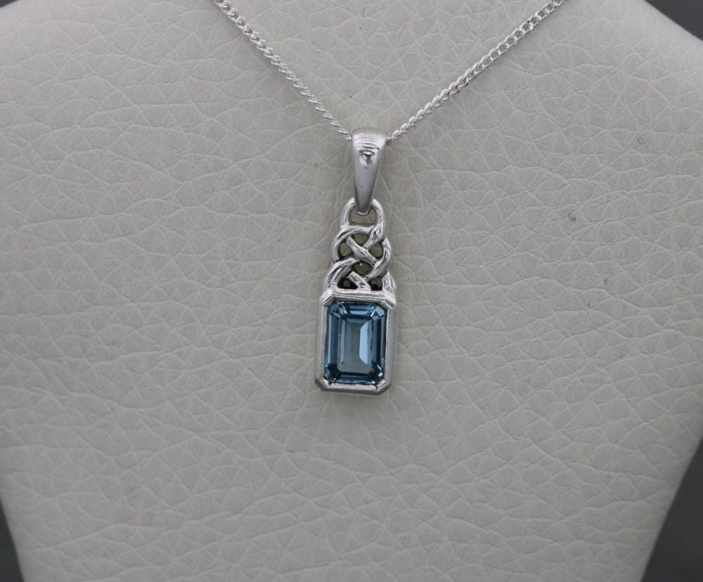 Small Celtic sterling silver & blue topaz necklace