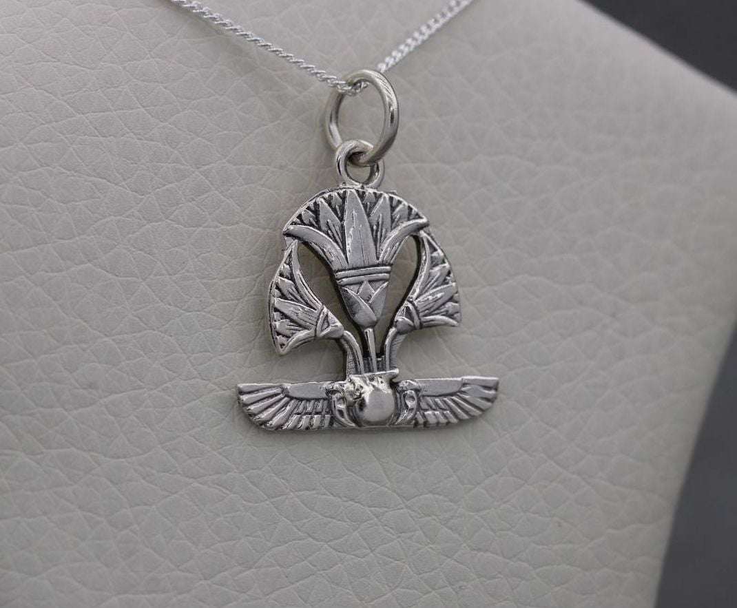 Egyptian 800 silver lotus flower necklace