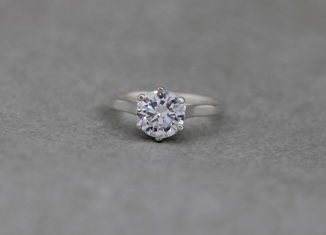 Classic sterling silver solitaire ring