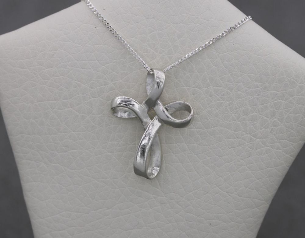 Sterling silver infinity looped cross necklace