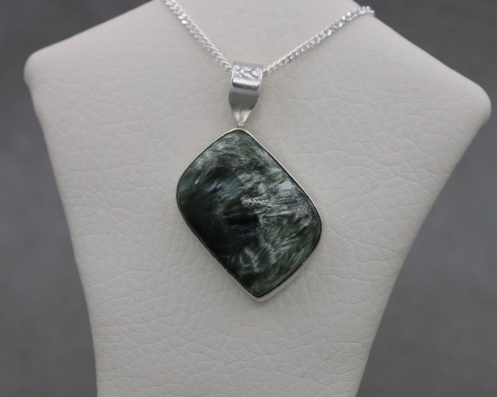 Sterling silver & seraphinite necklace