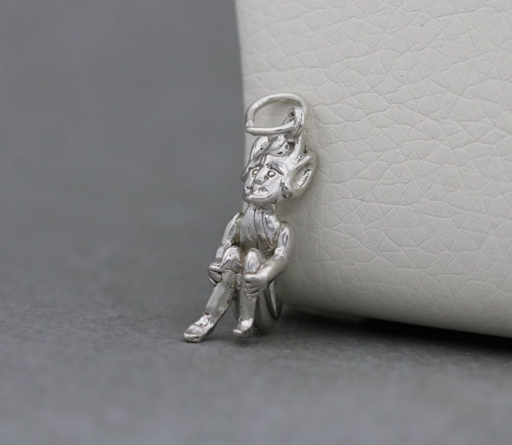 Sterling silver sitting elf / pixie charm