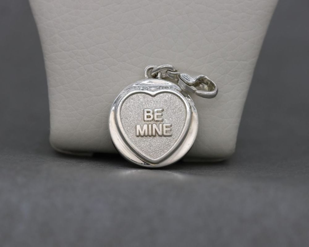Solid sterling silver 'BE MINE' Lovehearts charm