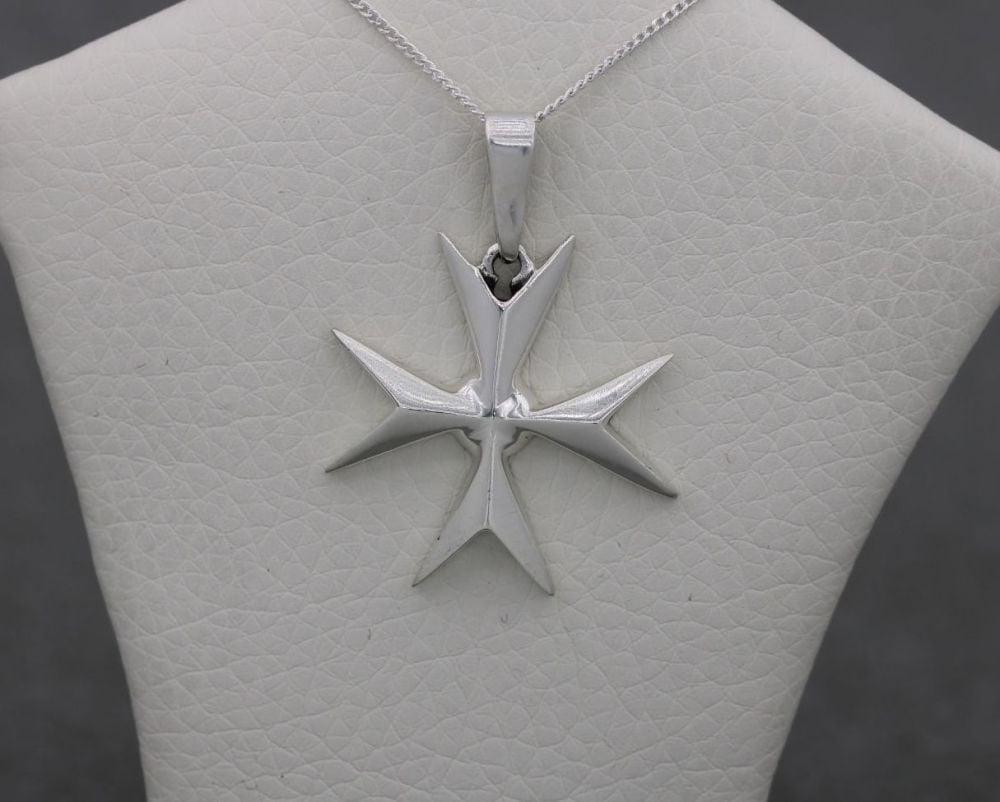 Maltese sterling silver cross necklace