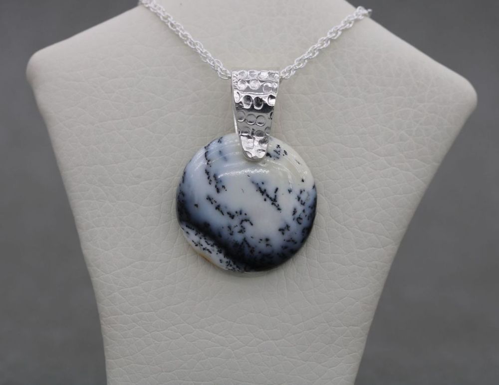 Sterling silver & dendritic opal necklace
