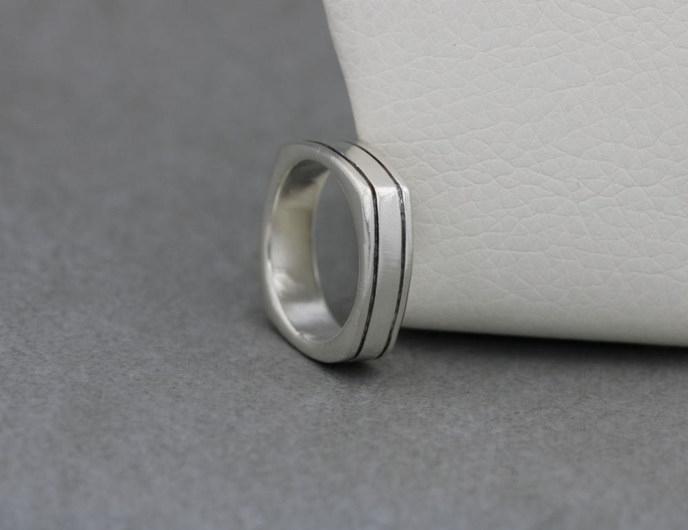 Solid sterling silver squared ring