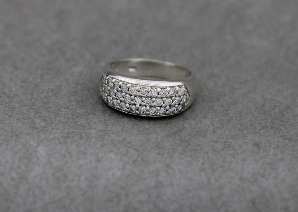 Sterling silver & tiny clear stone ring