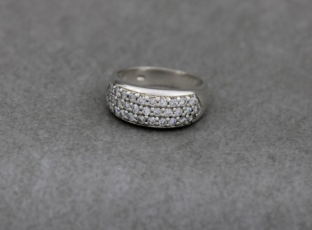 Sterling silver & tiny clear stone ring