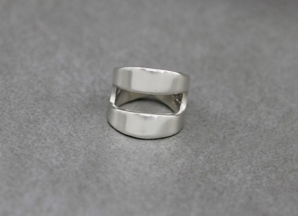 Wide vintage solid sterling silver ring