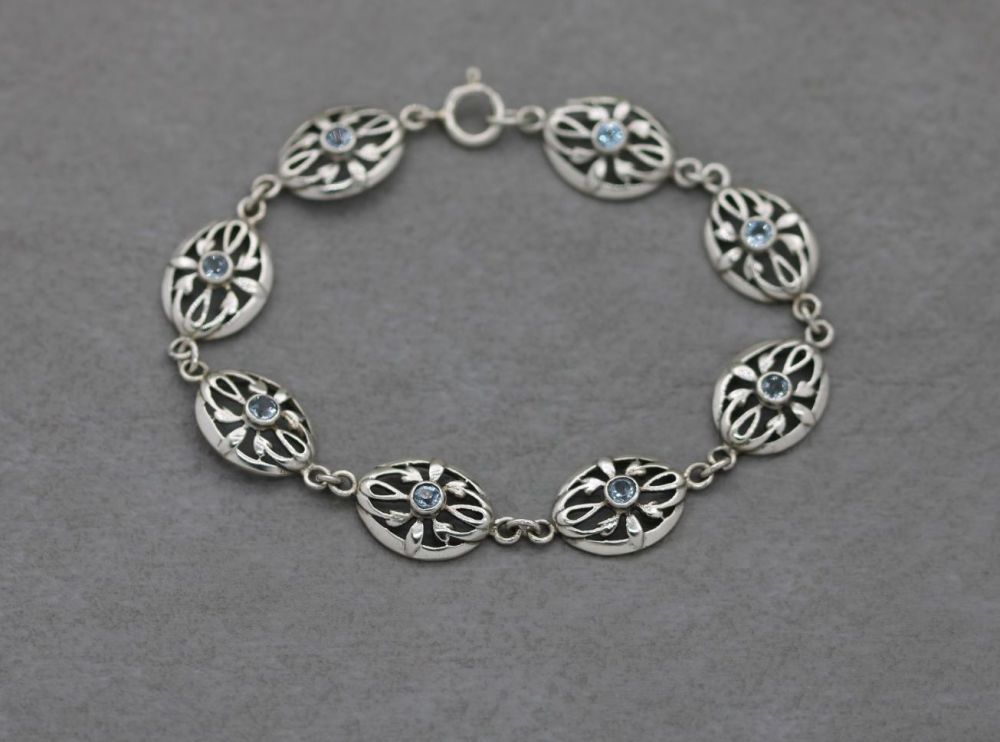 Vintage sterling silver & pale blue topaz bracelet