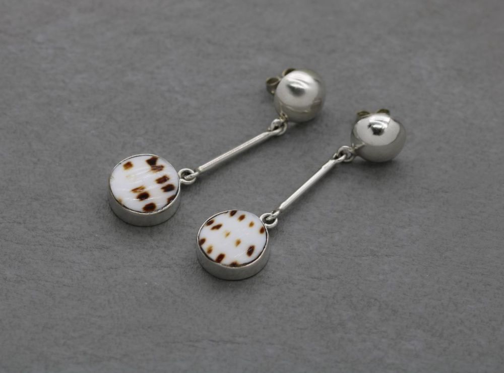 Sterling silver & shiva shell dropper earrings