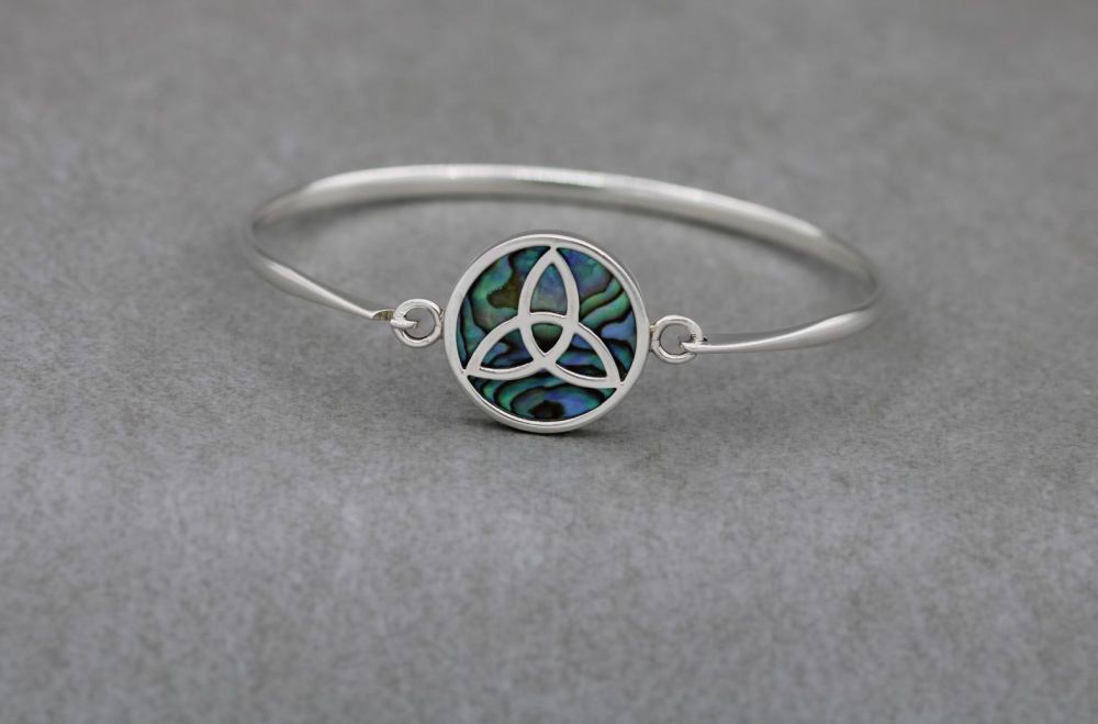 Sterling silver & abalone bangle