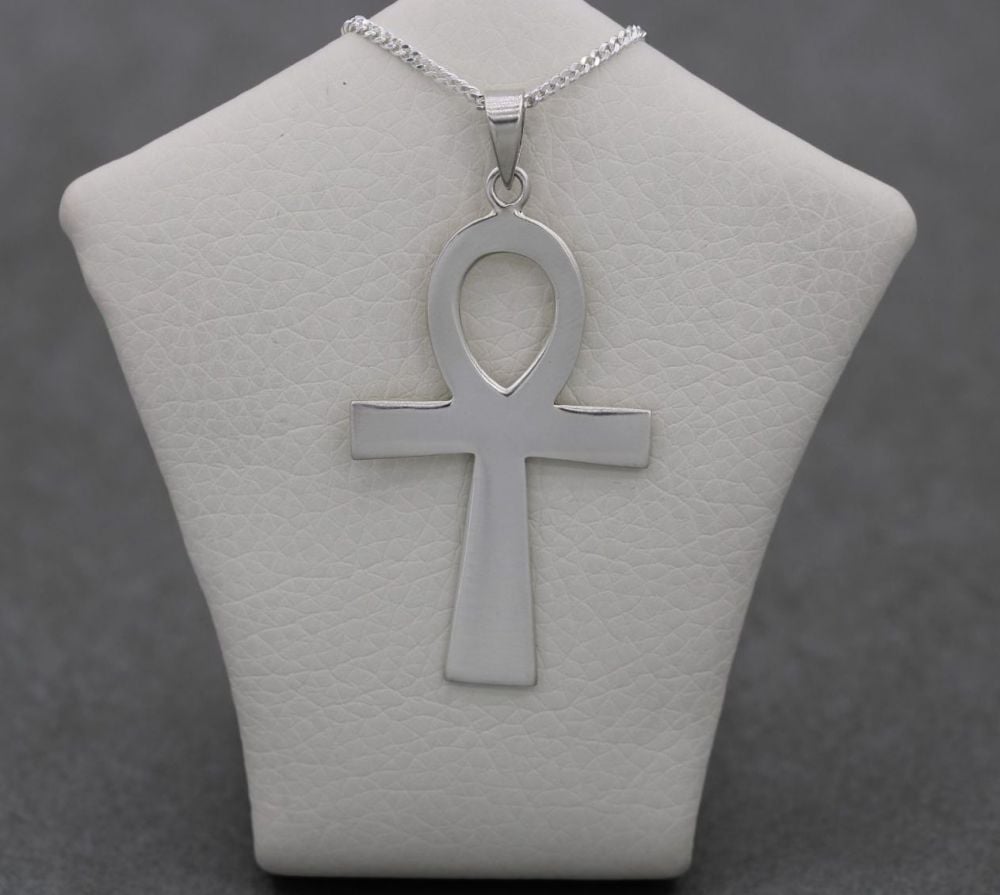 Large sterling silver ankh necklace
