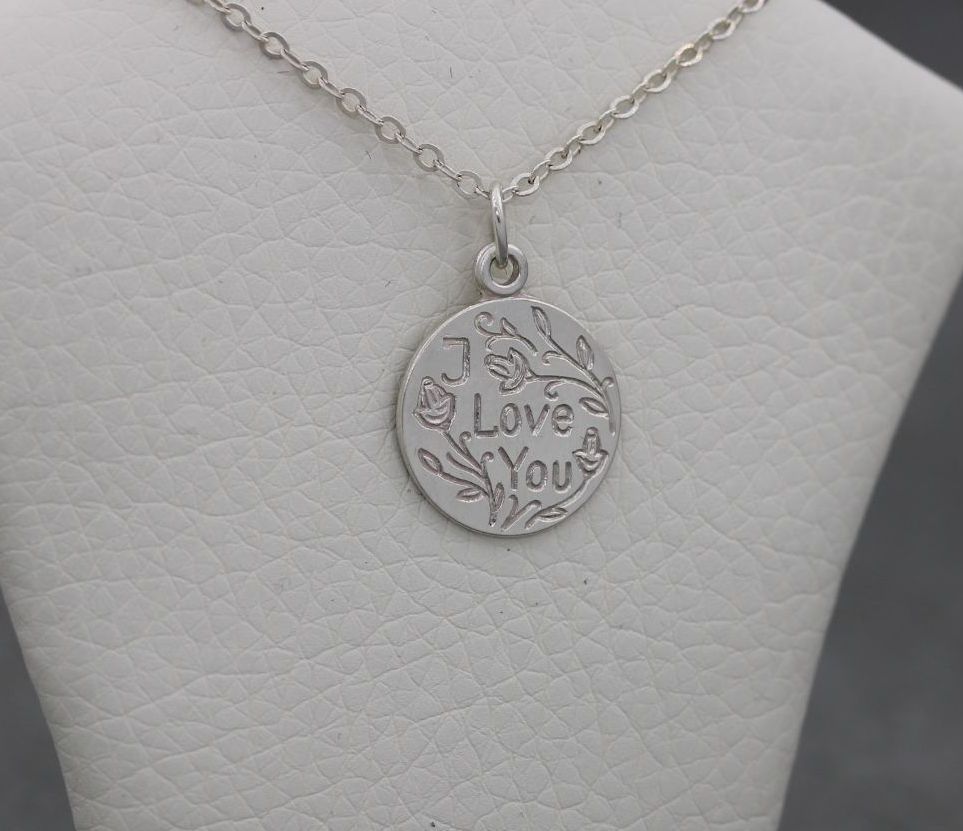 Vintage sterling silver 'I Love You' necklace