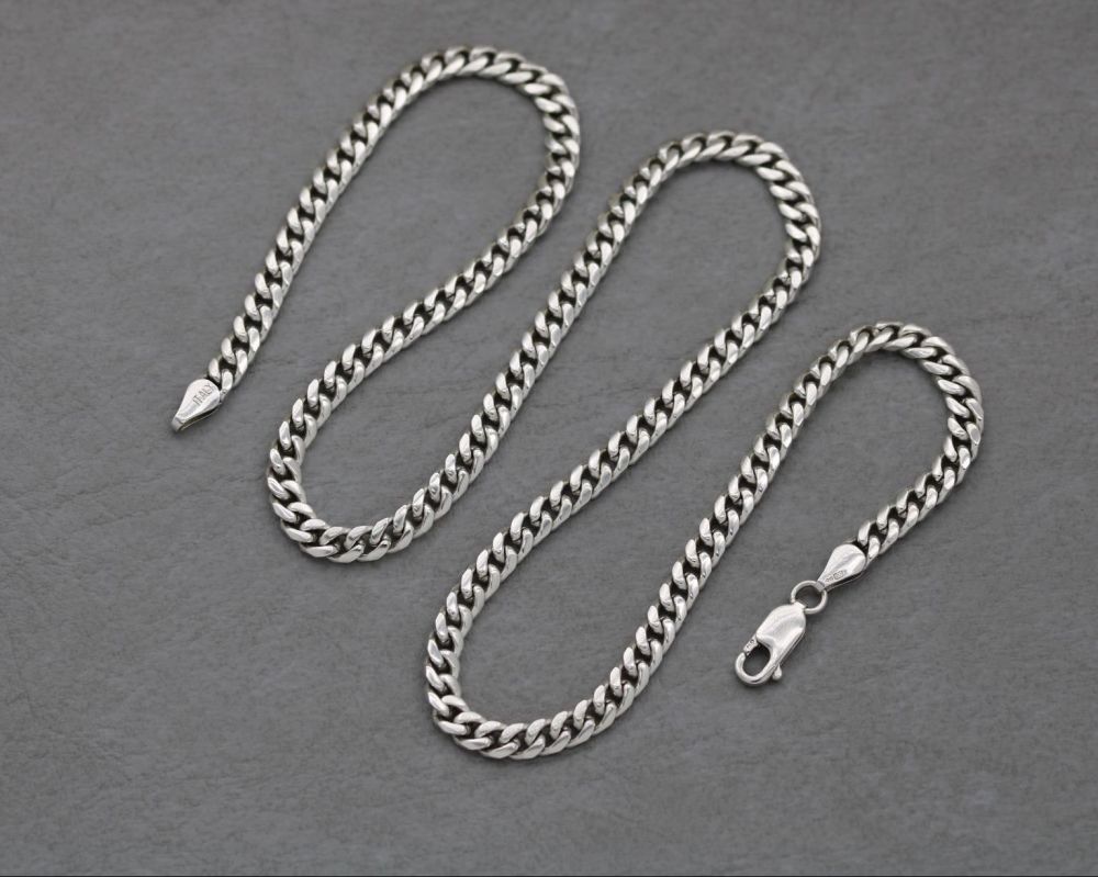Solid sterling silver rounded curb chain (20.5”, 5mm)