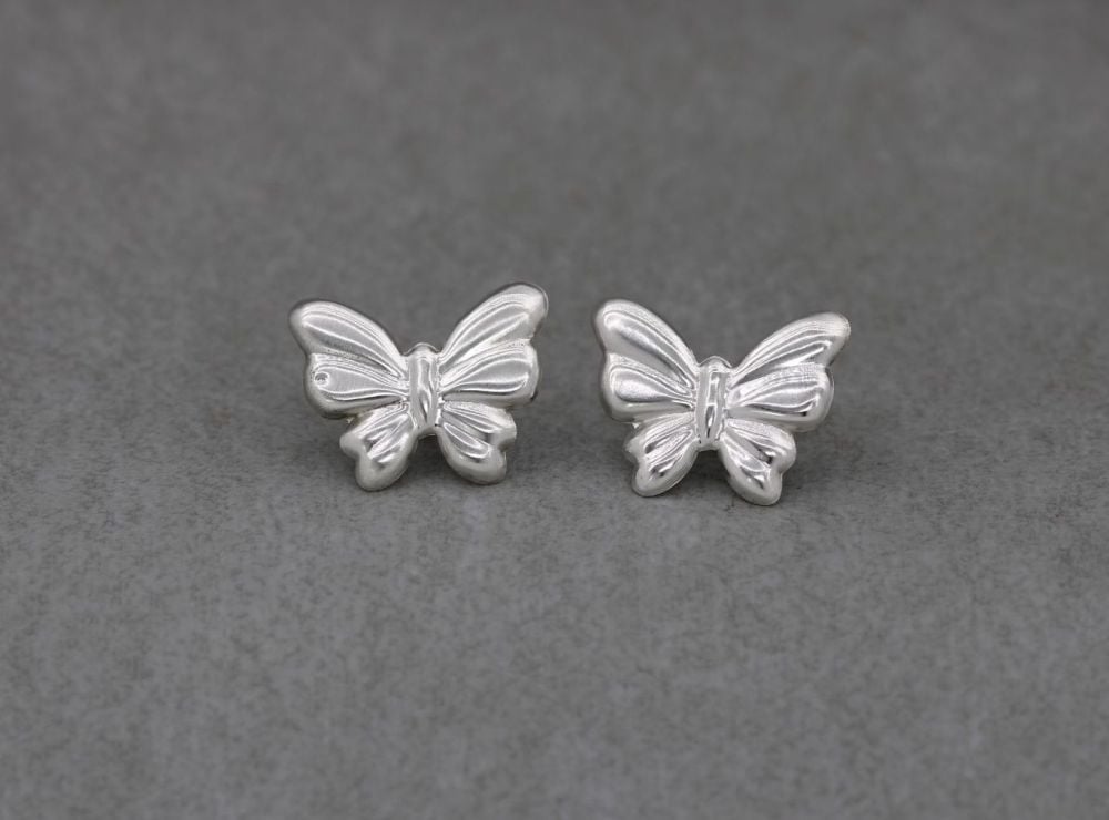 Oversize sterling silver butterfly stud earrings