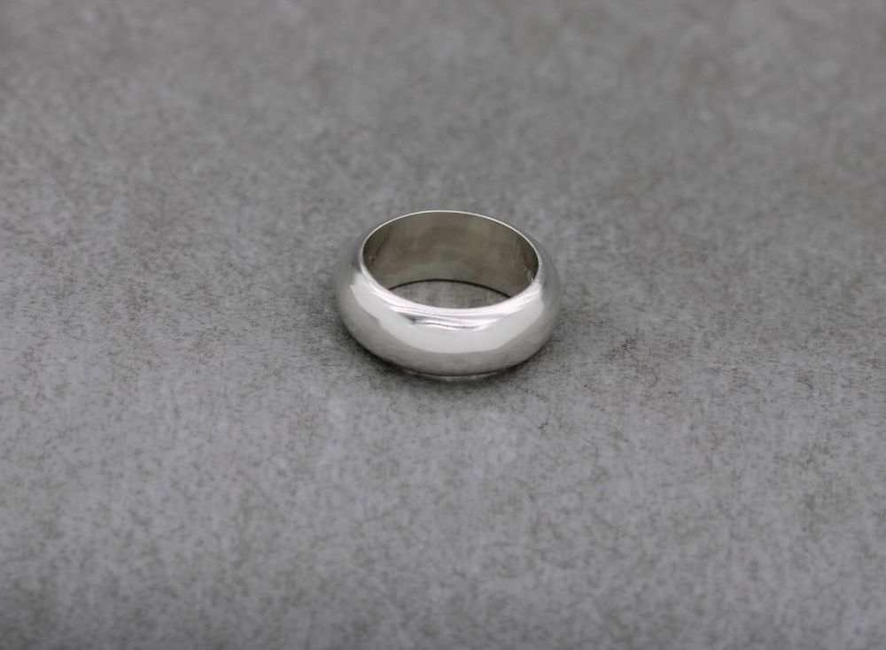 REFURBISHED Sterling silver 'D' profile wedding band ring (M)