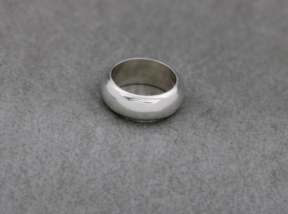 REFURBISHED Sterling silver 'D' profile wedding band ring (O)