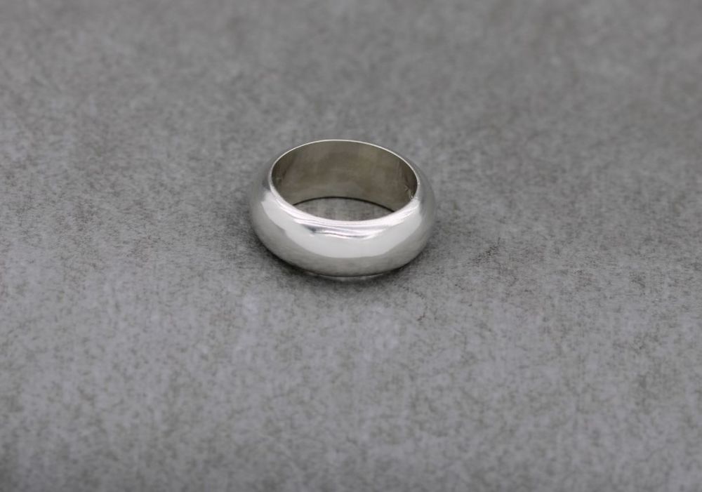 REFURBISHED Sterling silver 'D' profile wedding band ring (N)