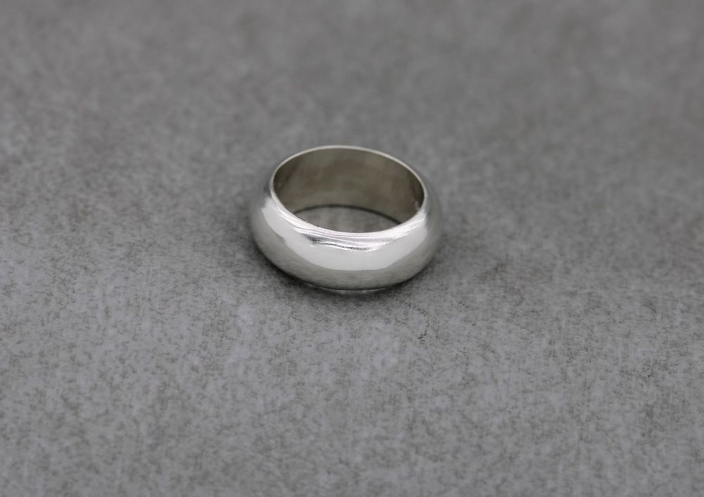 REFURBISHED Sterling silver 'D' profile wedding band ring (N)