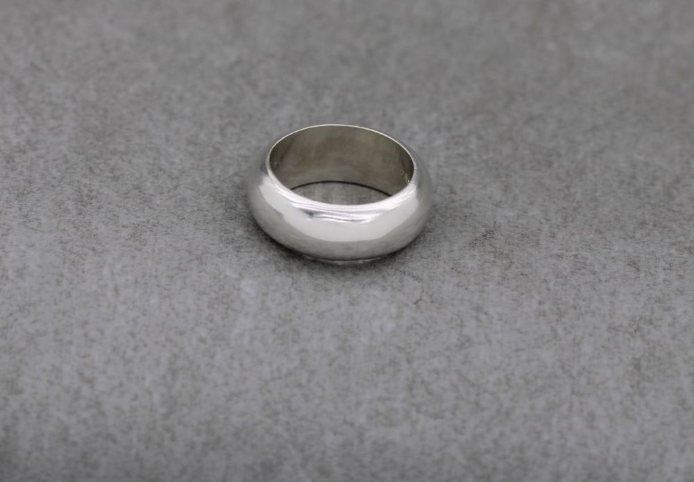 REFURBISHED Sterling silver 'D' profile wedding band ring (L 1/2)