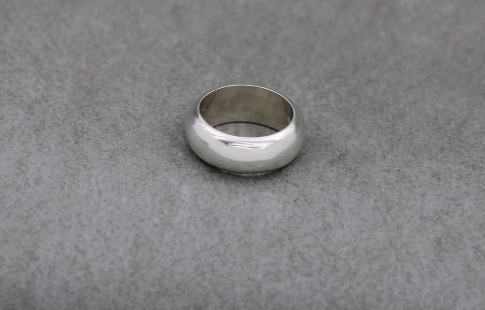 Sterling silver 'D' profile wedding band ring