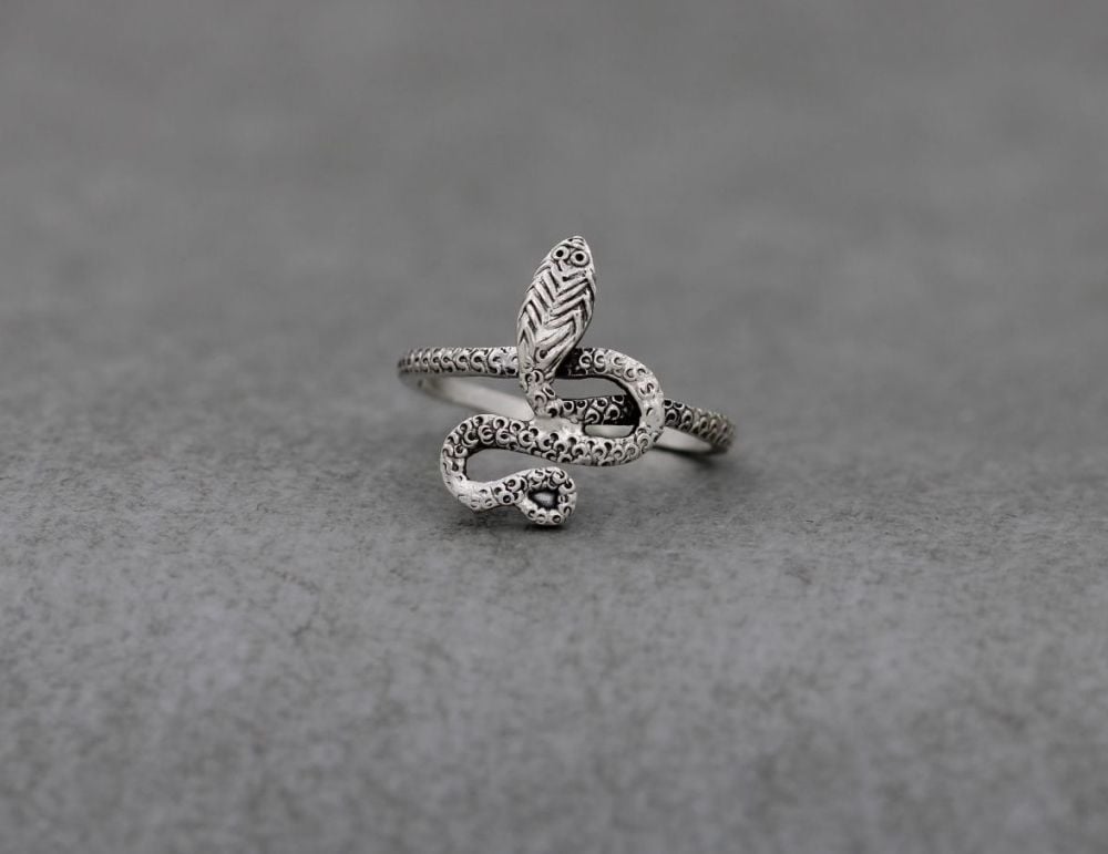 Egyptian 800 silver textured snake ring