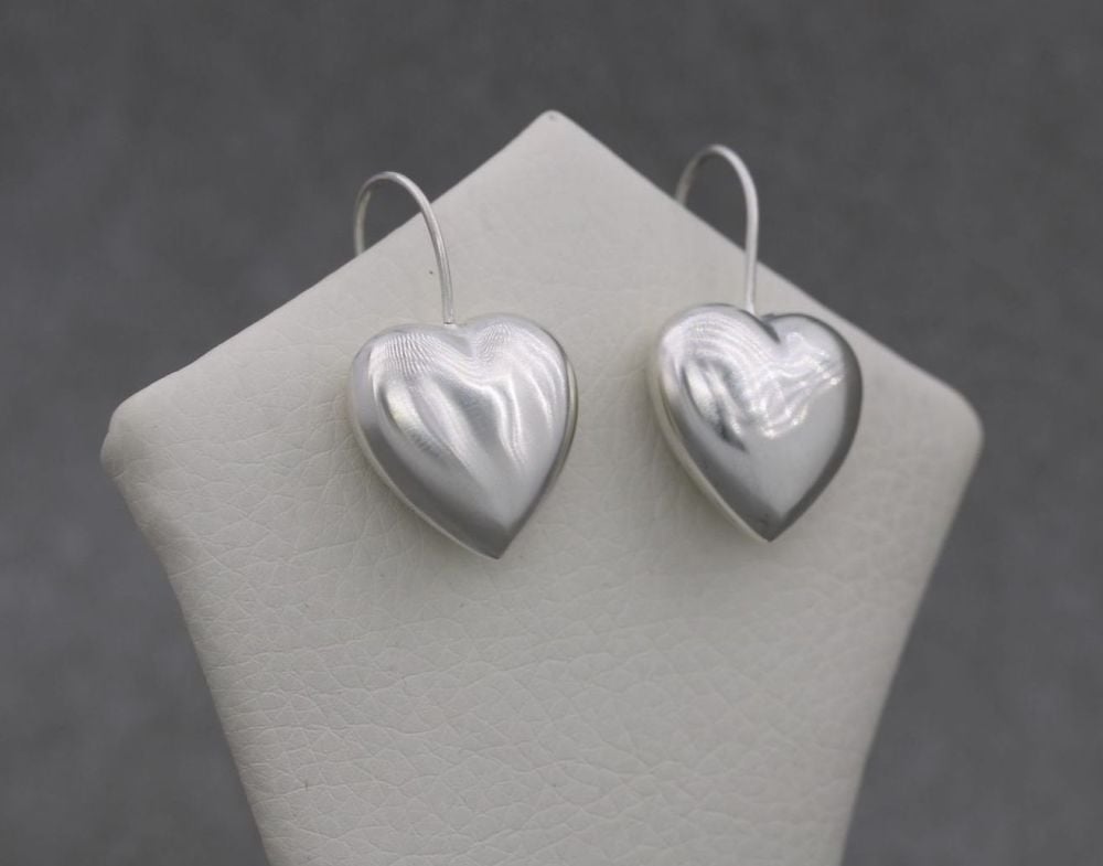 Sterling silver puffy heart earrings