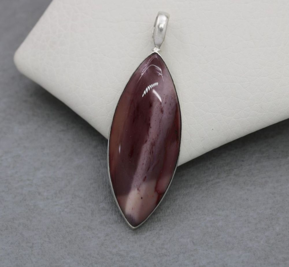 Sterling silver & dusky pink jasper pendant