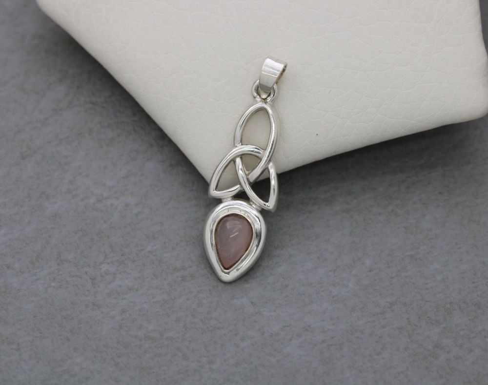 Celtic sterling silver & rose quartz pendant