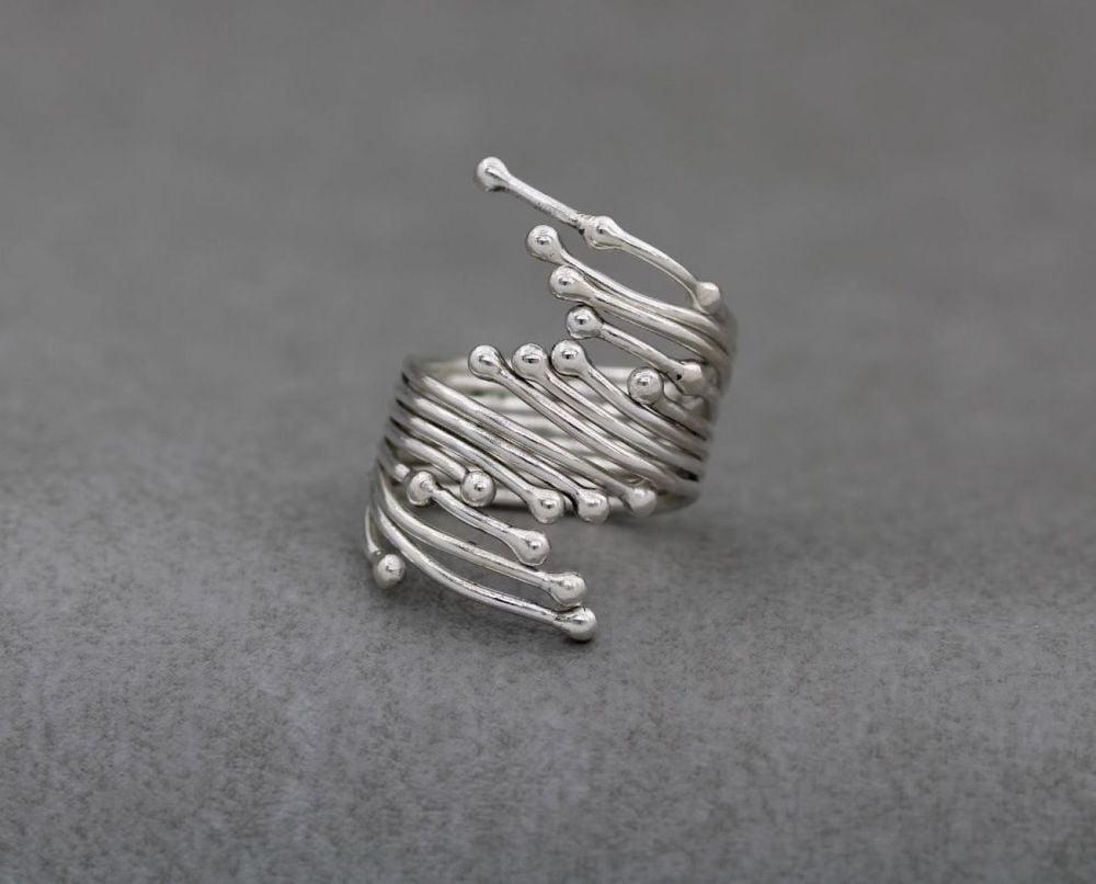 Long handmade sterling silver ring