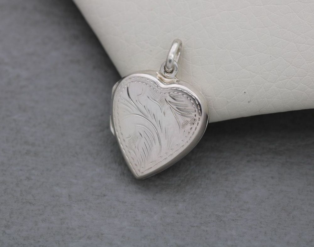 Engraved sterling silver double-sided heart locket