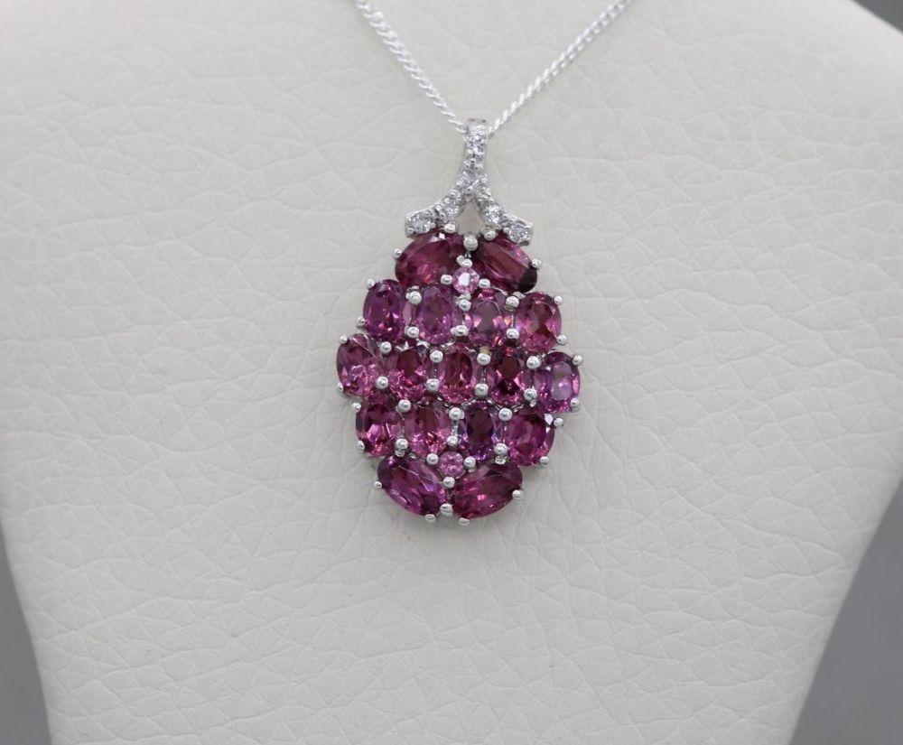 Sterling silver & garnet raspberry necklace