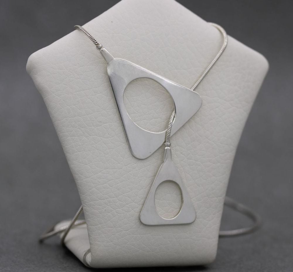 Sterling silver lariat necklace with triangular detail