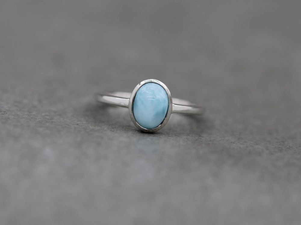 Sterling silver & larimar solitaire ring