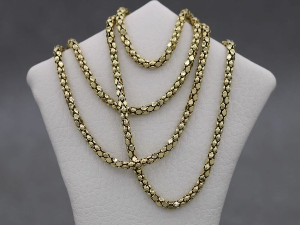 Fancy Italian gilt sterling silver popcorn chain necklace