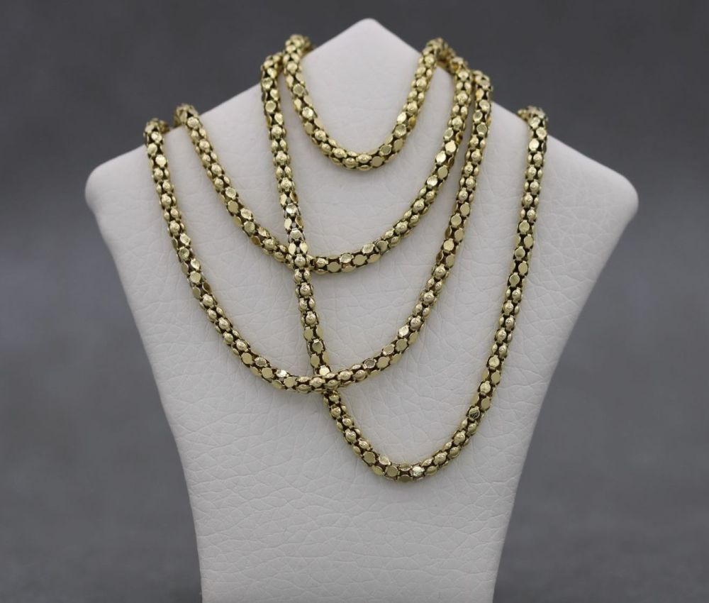 Fancy Italian gilt sterling silver popcorn chain necklace