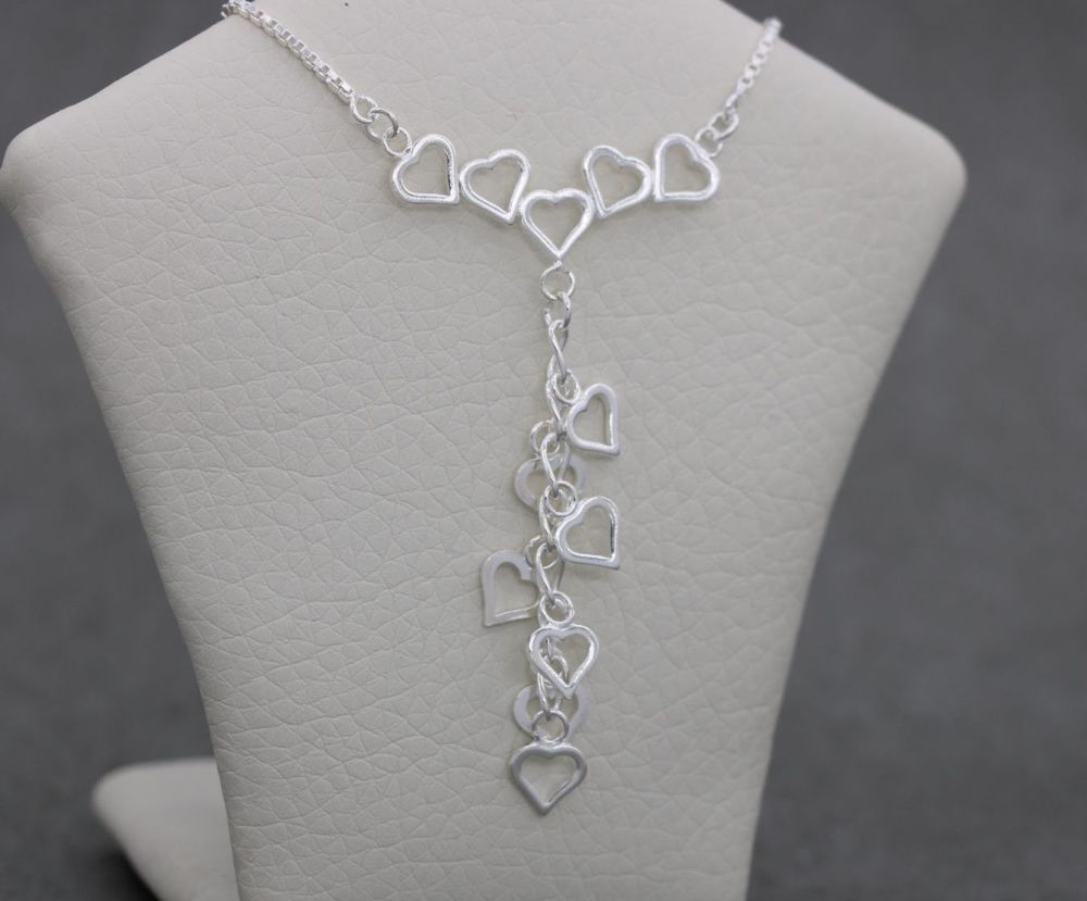 Sterling silver multi heart feature necklace