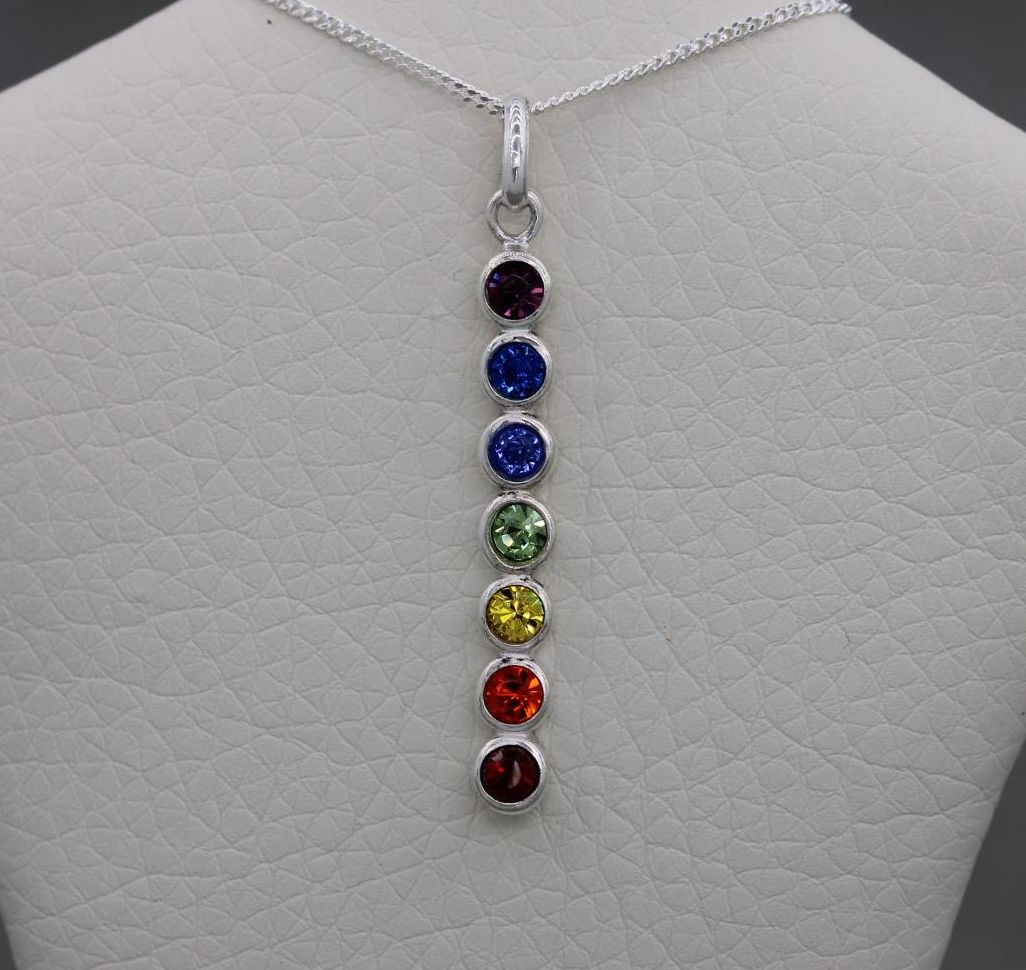 NEW Sterling silver rainbow stone necklace
