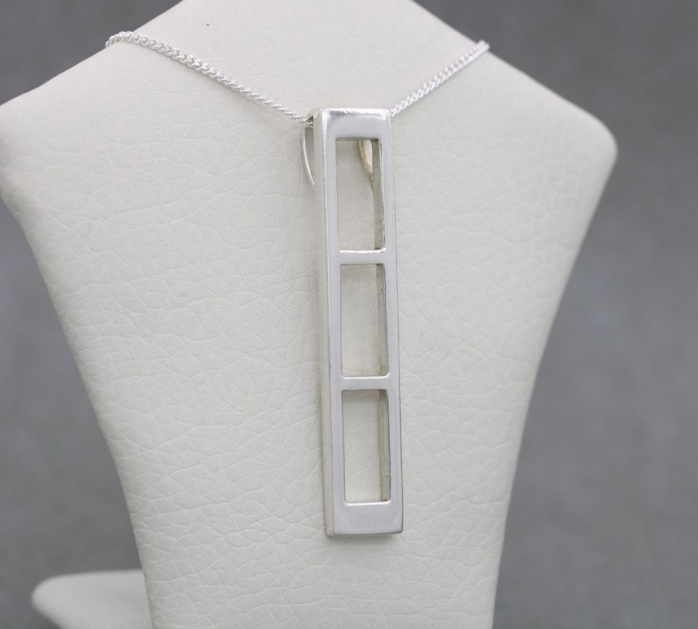 Long sterling silver ladder style necklace