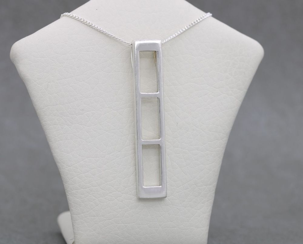 REFURBISHED Long sterling silver ladder style necklace