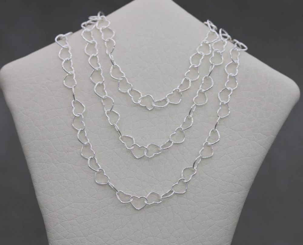NEW Delicate sterling silver interlinked hearts chain